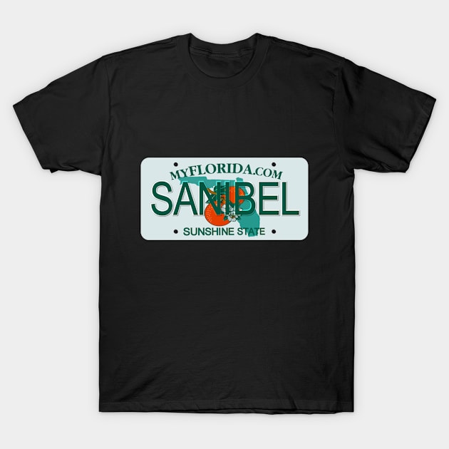 Sanibel Florida License Plate T-Shirt by Mel's Designs